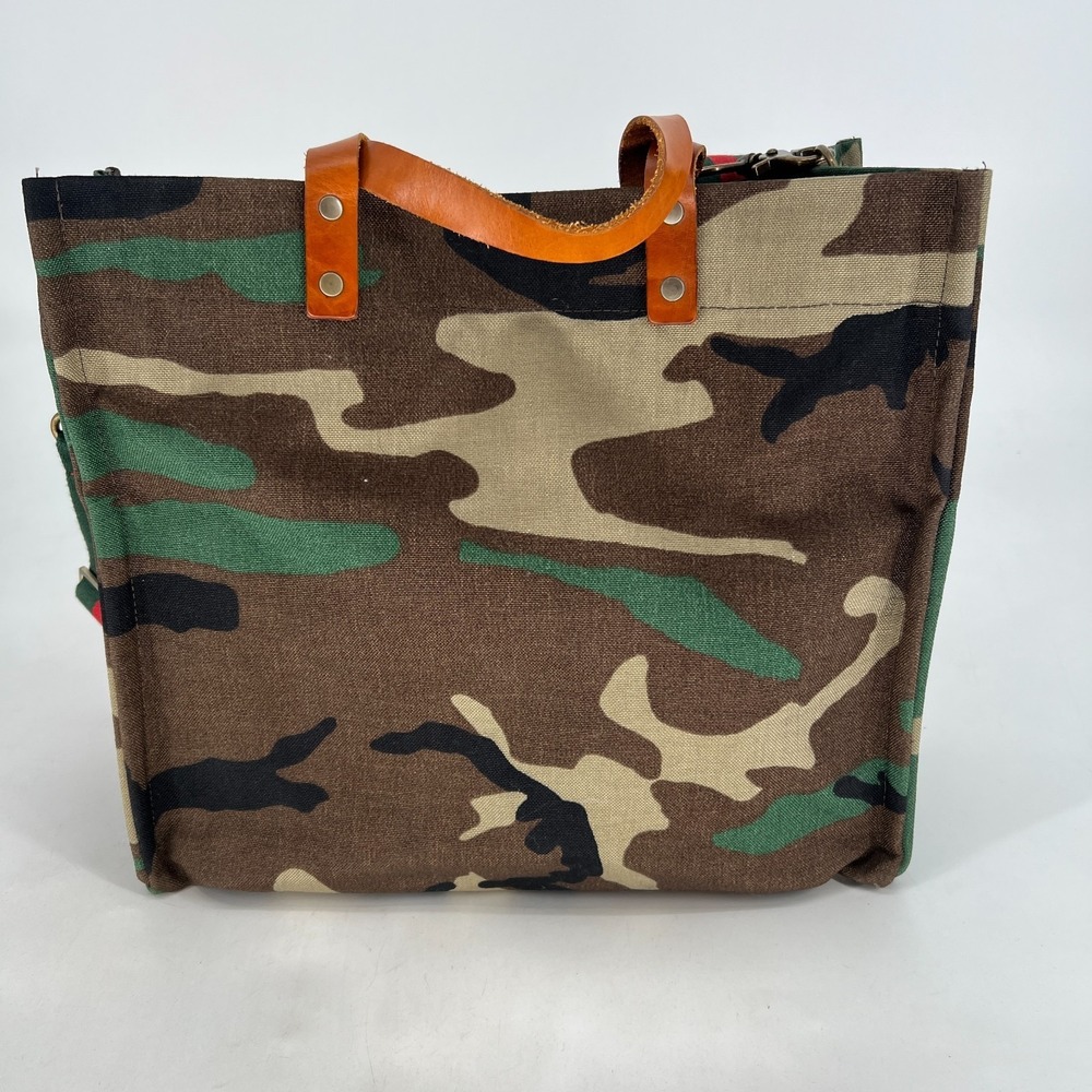 Parker Thatch Mimi Medium Camo Red Stripe Tote Bag Handbag - Picture 7 of 14